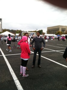 Ashley James and Mike Taylor getting ready for a live shot 